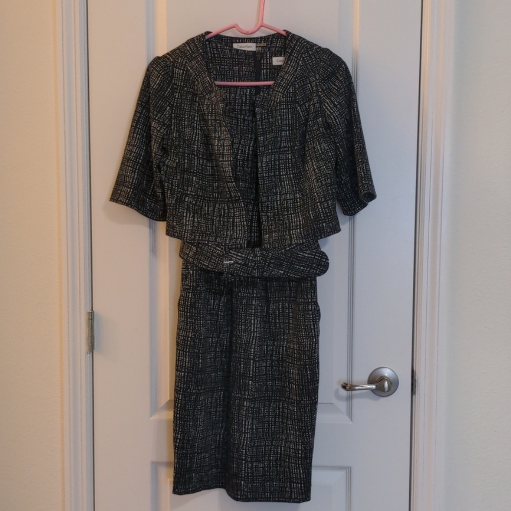 Black and White patterned suit dress